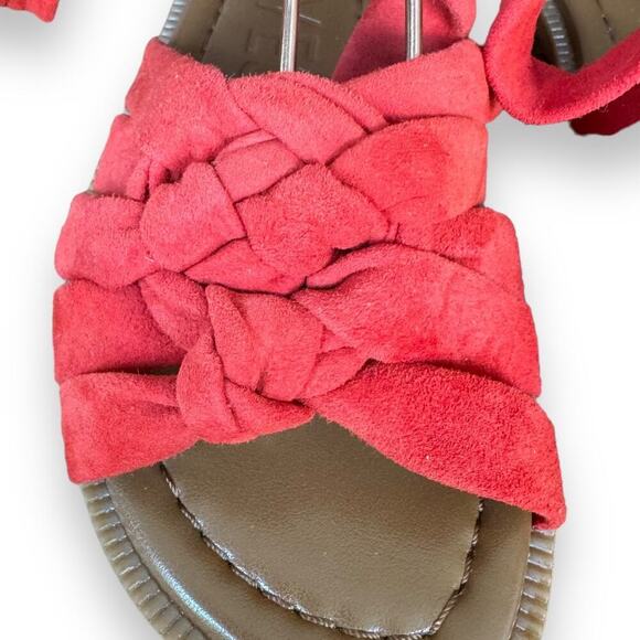 Nine West Xameera Red Suede Ankle Tie Flat Braided Toe Sandals Size 8 NEW NO BOX - Picture 6 of 11
